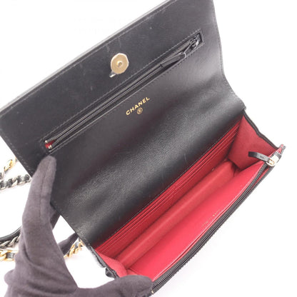 Chanel Shoulder Bag 19 2-Way Black Lambskin 19 Quilted Chain Wallet — view 3