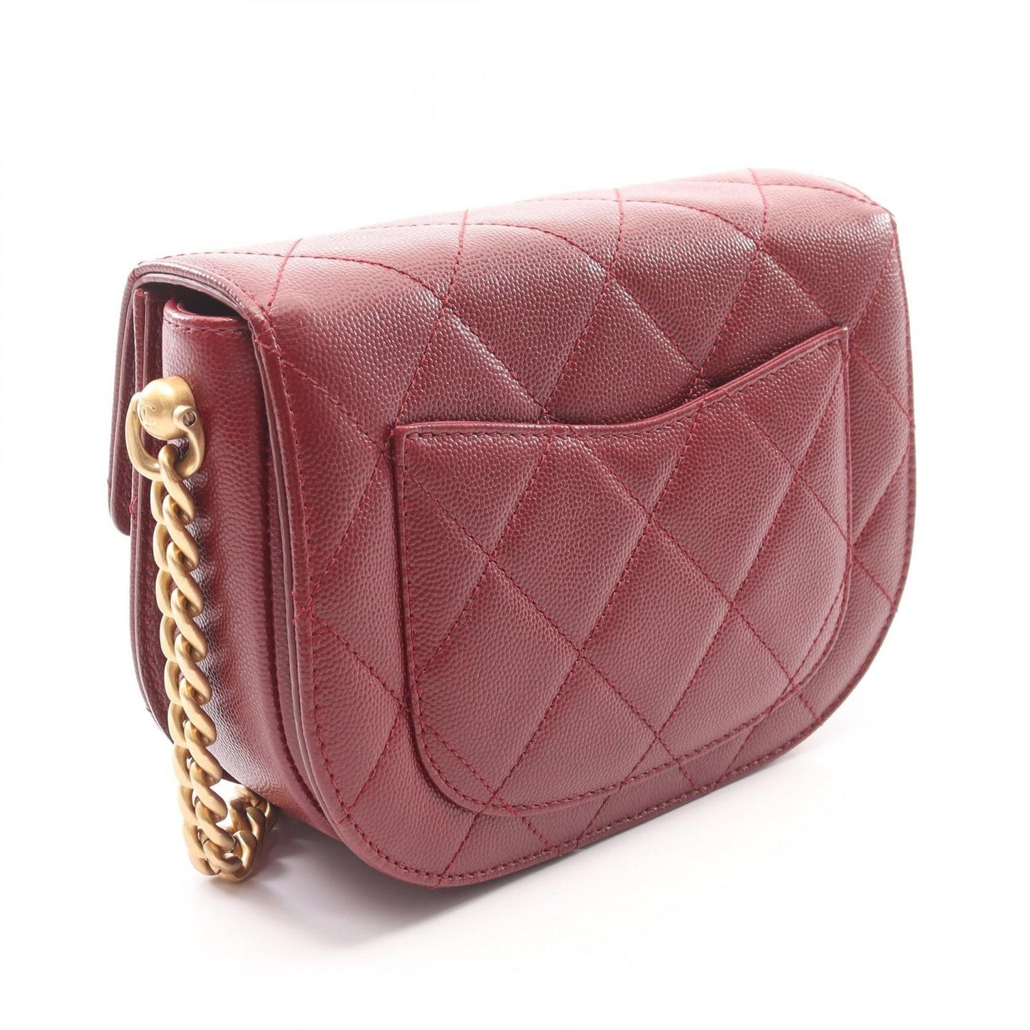 Chanel Shoulder Bag Quilted Bordeaux Caviar Leather Chain — view 2
