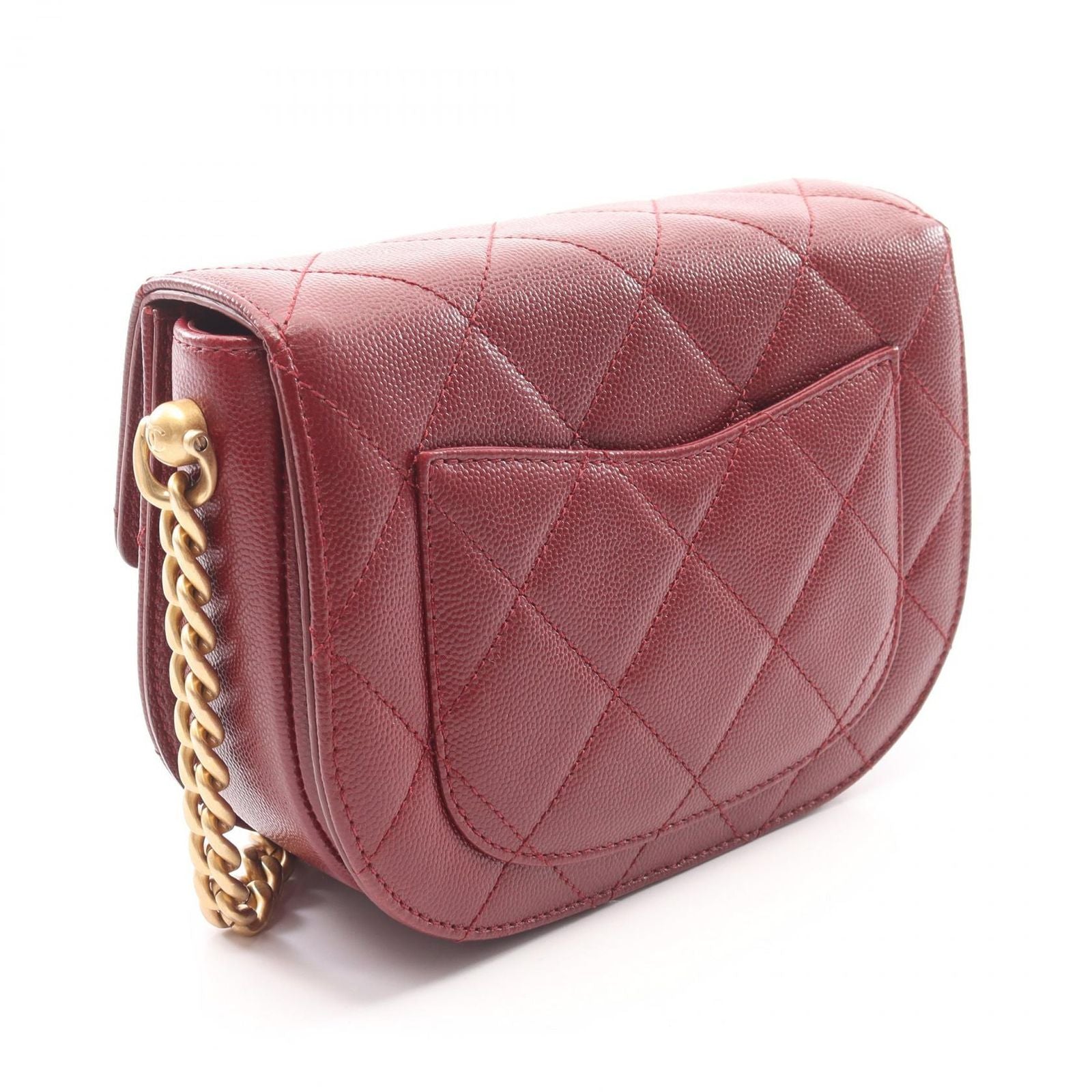 Chanel Shoulder Bag Quilted Bordeaux Caviar Leather Chain — view 2