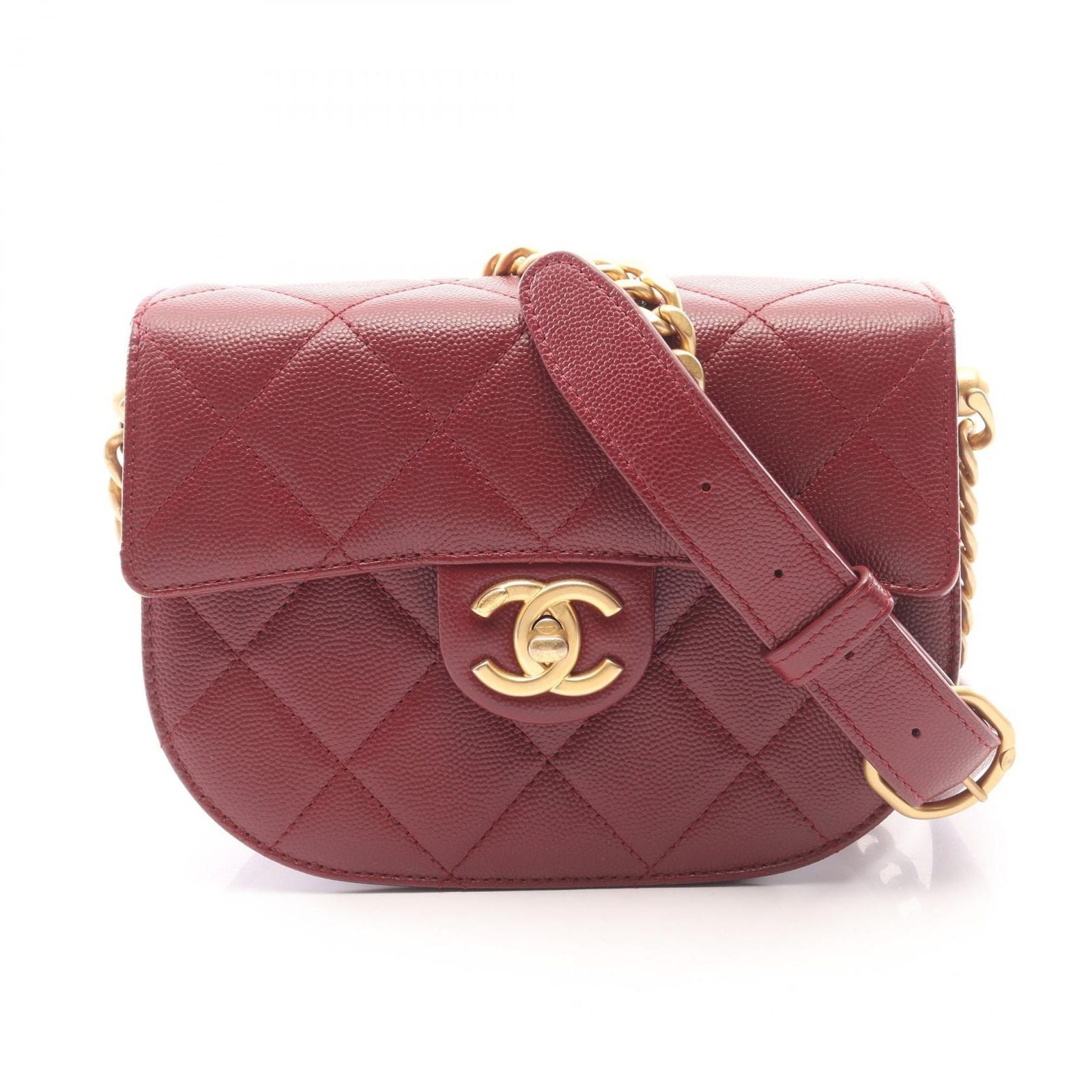 Chanel Shoulder Bag Quilted Bordeaux Caviar Leather Chain