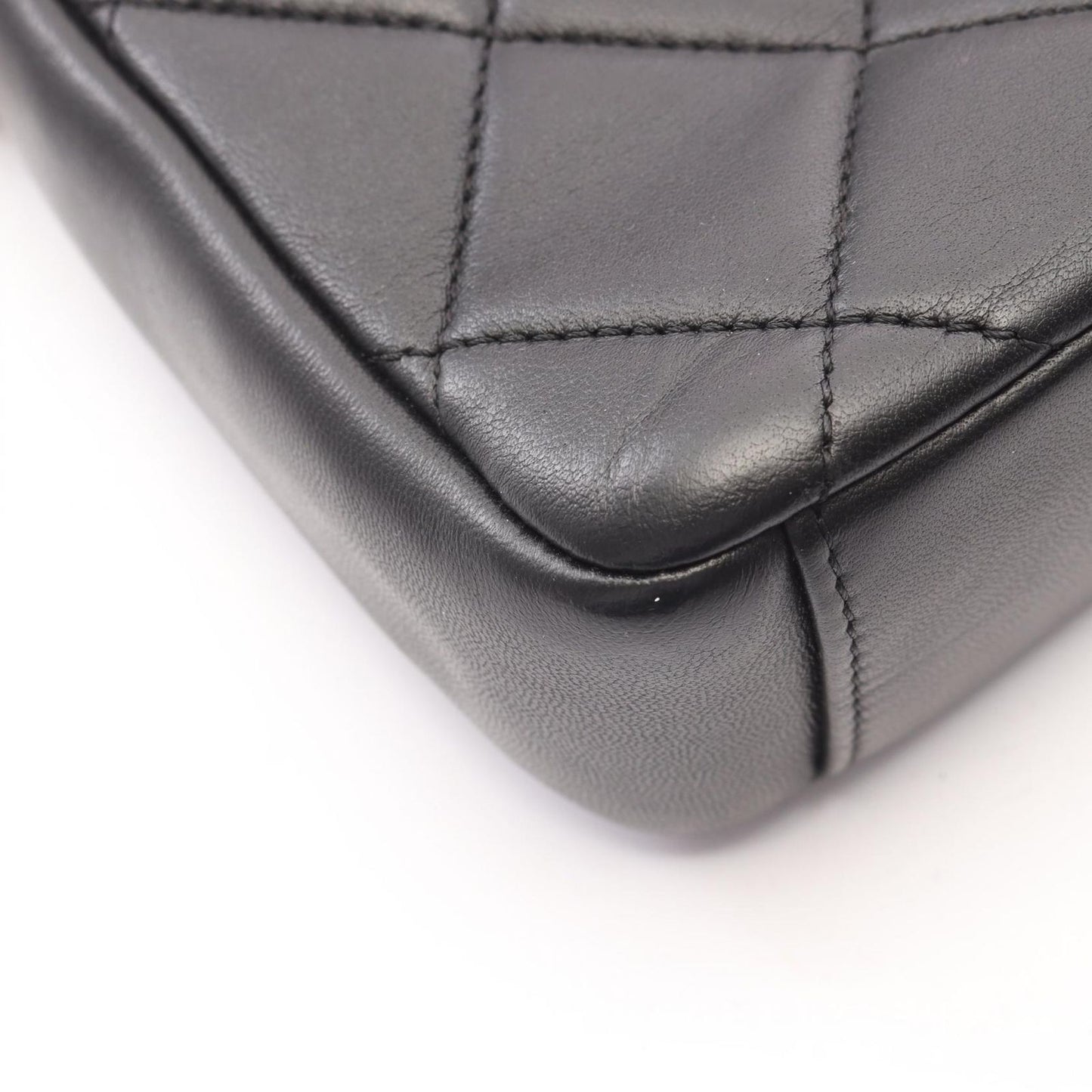 Chanel Shoulder Bag Quilted 2-Way Black Lambskin Small Flap Chain — view 7