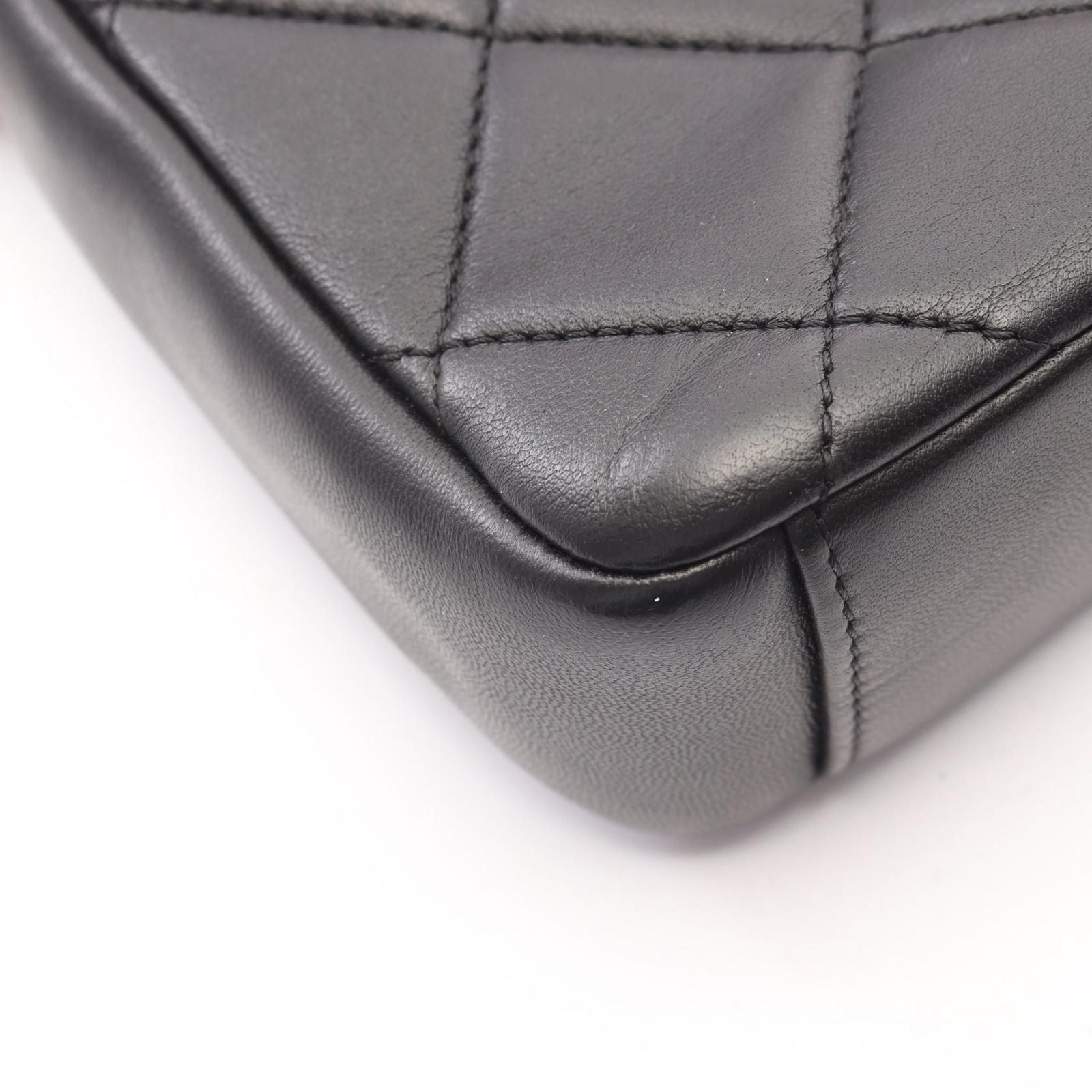 Chanel Shoulder Bag Quilted 2-Way Black Lambskin Small Flap Chain — view 7