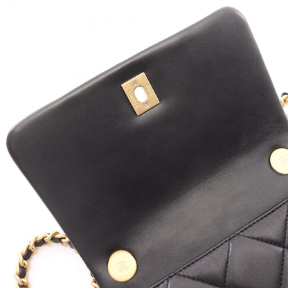 Chanel Shoulder Bag Quilted 2-Way Black Lambskin Small Flap Chain — view 6