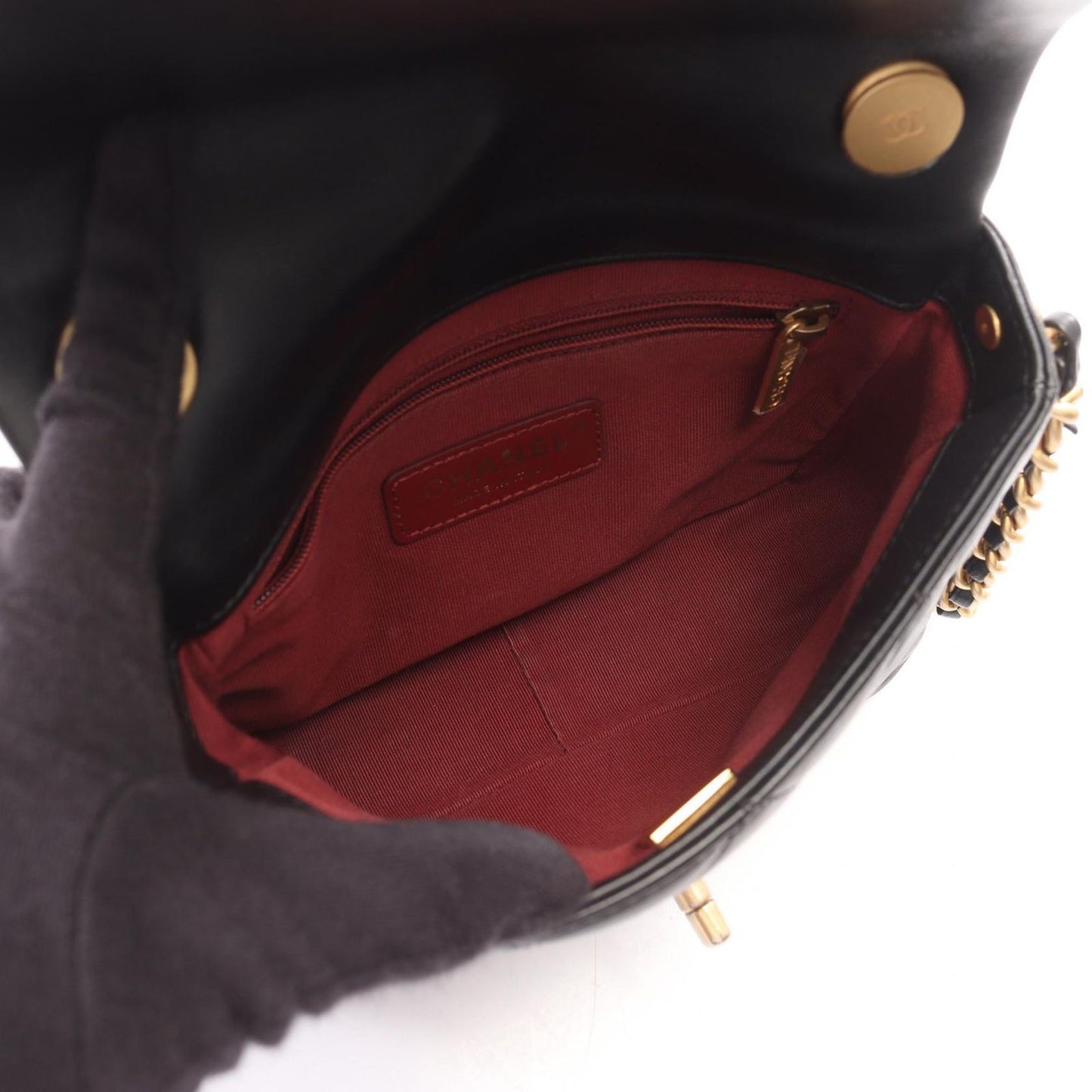 Chanel Shoulder Bag Quilted 2-Way Black Lambskin Small Flap Chain — view 3