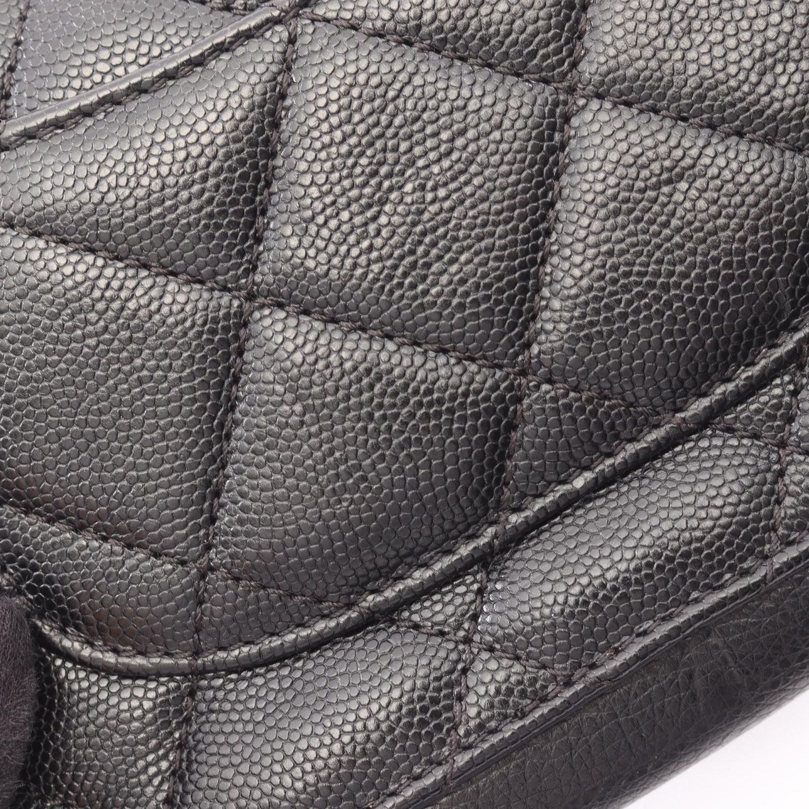 Chanel Shoulder Bag Quilted Mini 2-Way Black Caviar Leather Chain — view 8