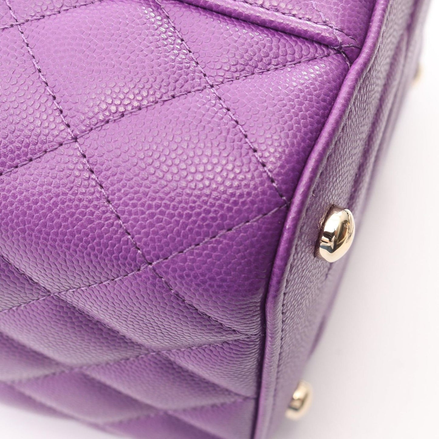 Chanel Shoulder Bag Quilted Vanity 2-Way Purple Caviar Leather Chain — view 8