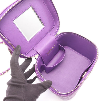 Chanel Shoulder Bag Quilted Vanity 2-Way Purple Caviar Leather Chain — view 3