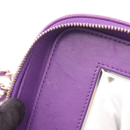 Chanel Shoulder Bag Quilted Vanity 2-Way Purple Caviar Leather Chain — view 7