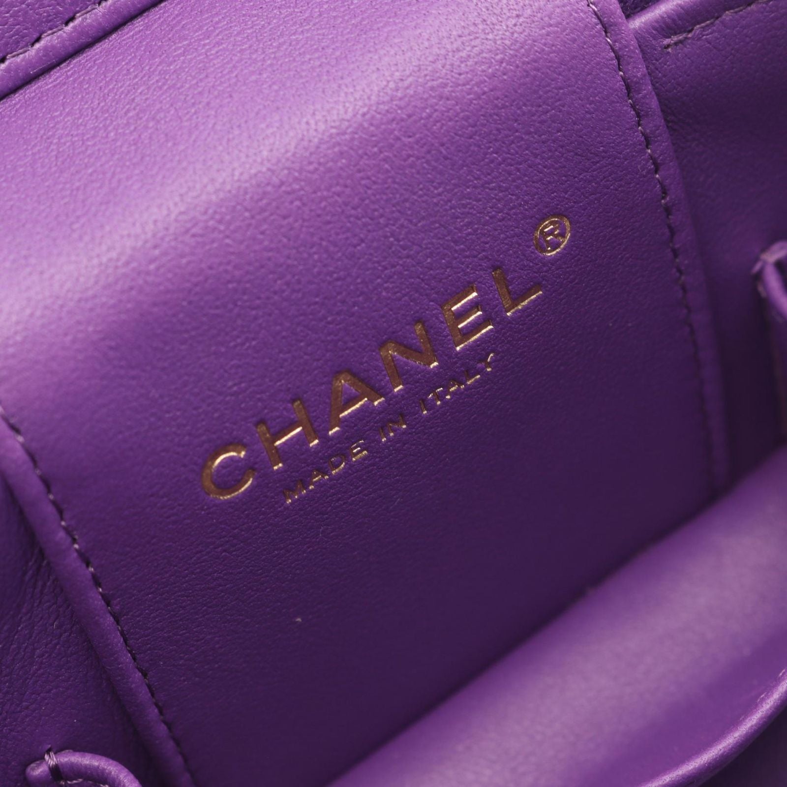 Chanel Shoulder Bag Quilted Vanity 2-Way Purple Caviar Leather Chain — view 4