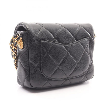Chanel Shoulder Bag Quilted Mini Flap Black Caviar Leather Small Chain — view 2