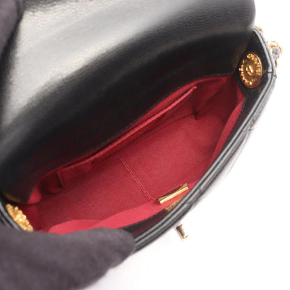 Chanel Shoulder Bag Quilted Mini Flap Black Caviar Leather Small Chain — view 3