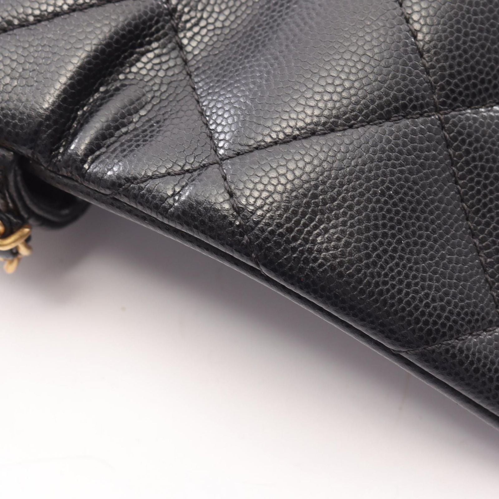 Chanel Shoulder Bag Quilted Mini Flap Black Caviar Leather Small Chain — view 8