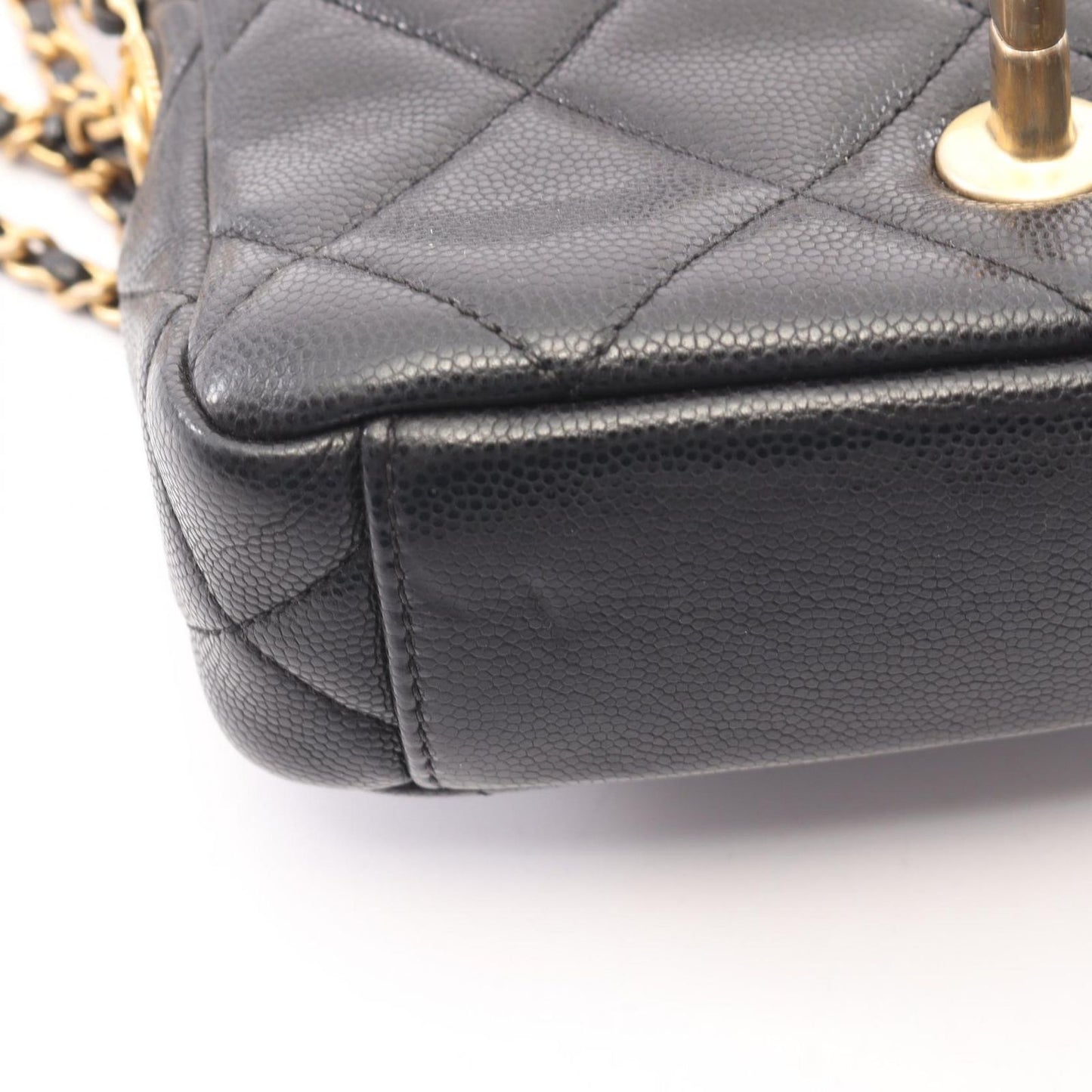 Chanel Shoulder Bag Quilted Mini Flap Black Caviar Leather Small Chain — view 7