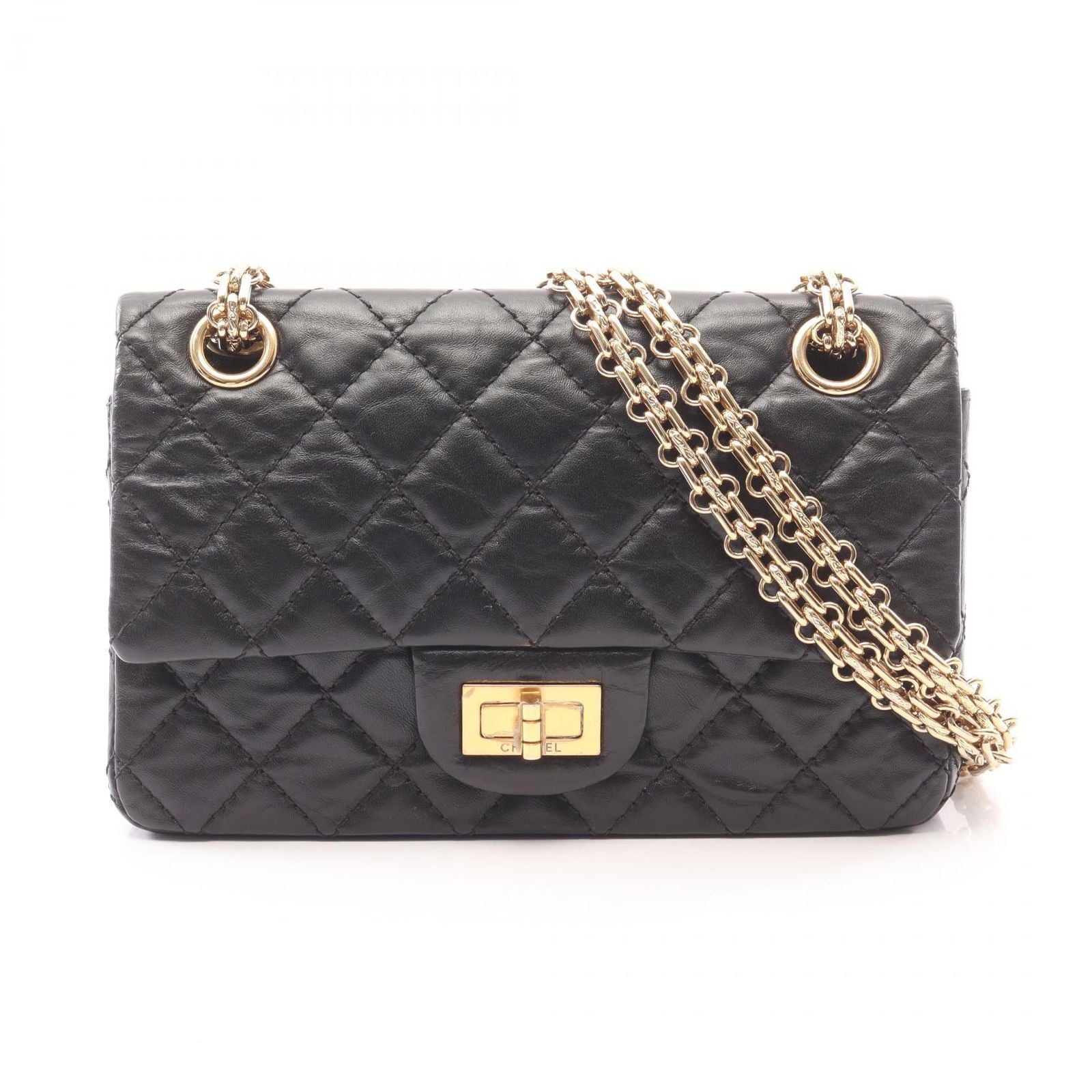 Chanel Shoulder Bag 2.55 Mini Quilted Black Leather Chain
