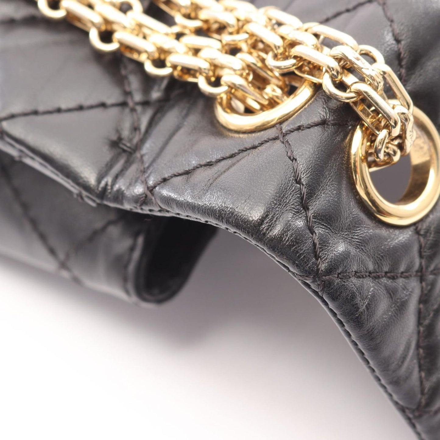 Chanel Shoulder Bag 2.55 Mini Quilted Black Leather Chain — view 7