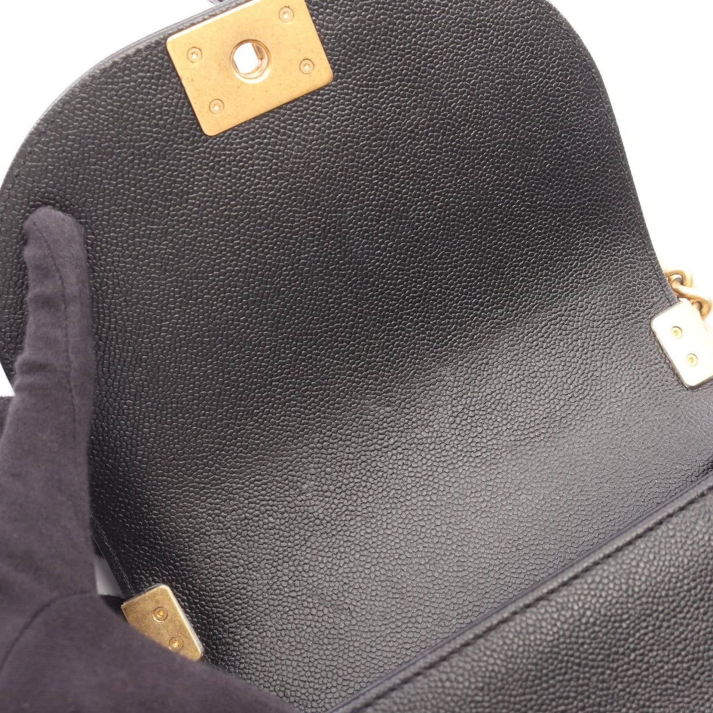 Chanel Shoulder Bag Small Black Caviar Leather Chain — view 6