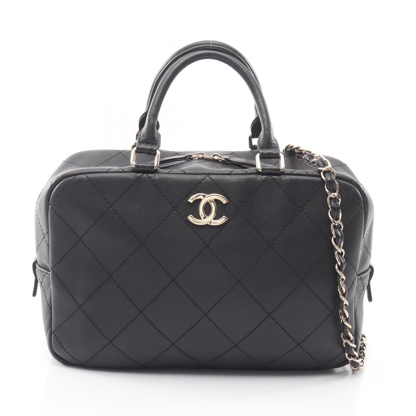 Chanel Handbag Quilted 2-Way Black Leather