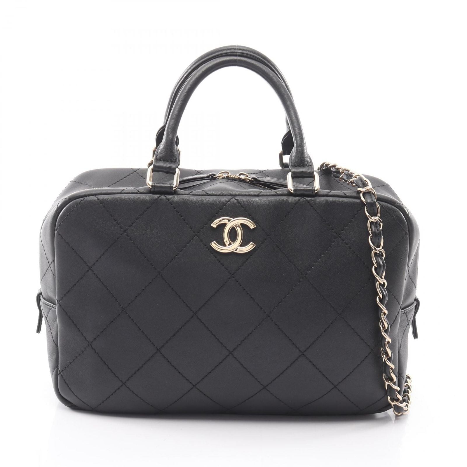 Chanel Handbag Quilted 2-Way Black Leather