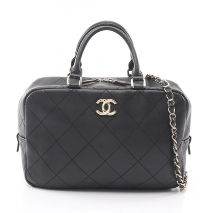 Chanel Handbag Quilted 2-Way Black Leather
