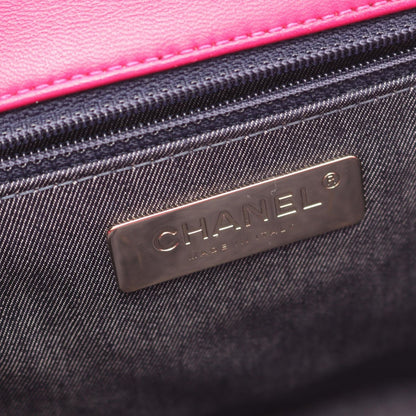 Chanel Shoulder Bag CC Logo Pink Purple Lambskin Chain — view 4