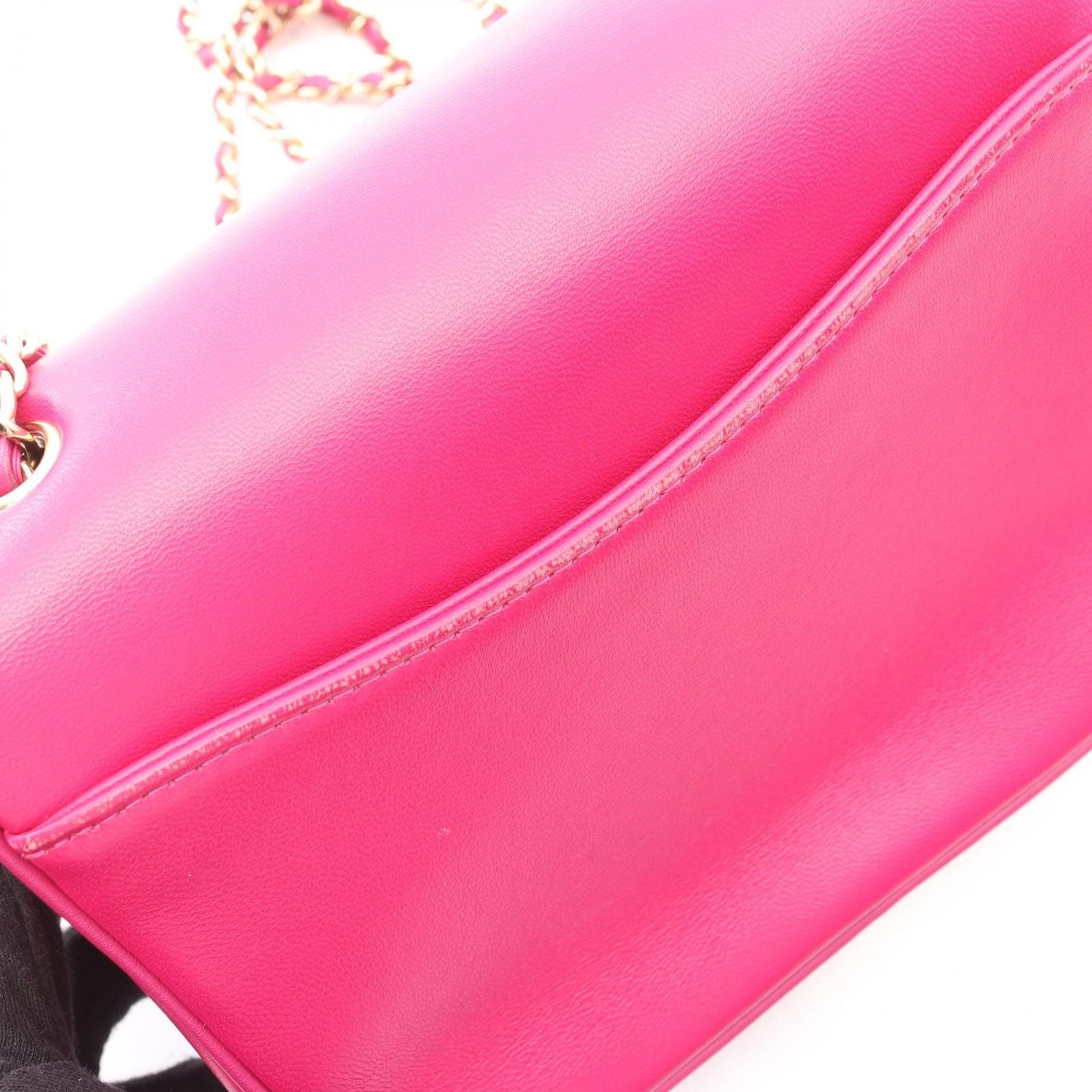 Chanel Shoulder Bag CC Logo Pink Purple Lambskin Chain — view 8