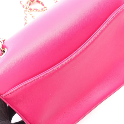 Chanel Shoulder Bag CC Logo Pink Purple Lambskin Chain — view 8