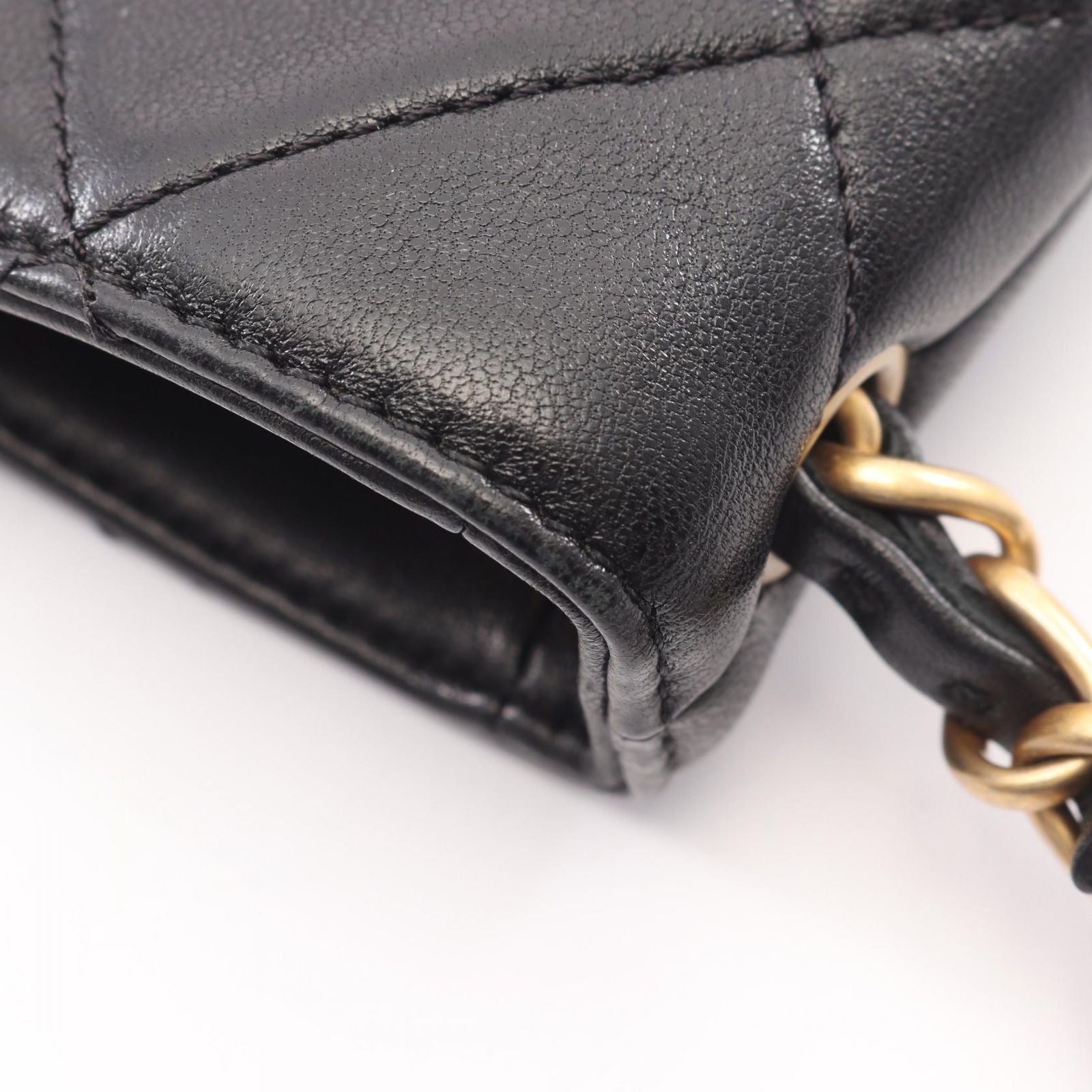 Chanel Shoulder Bag Quilted Heart Lock Black Lambskin Chain — view 8