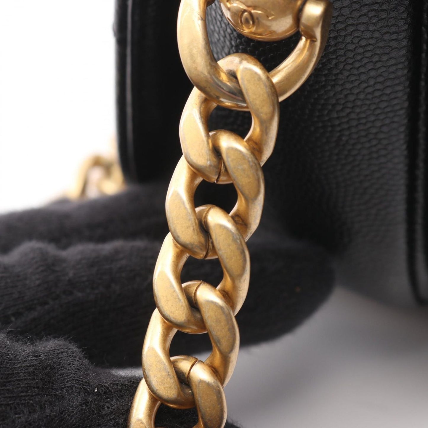 Chanel Shoulder Bag Quilted Black Caviar Leather Mini Chain — view 9
