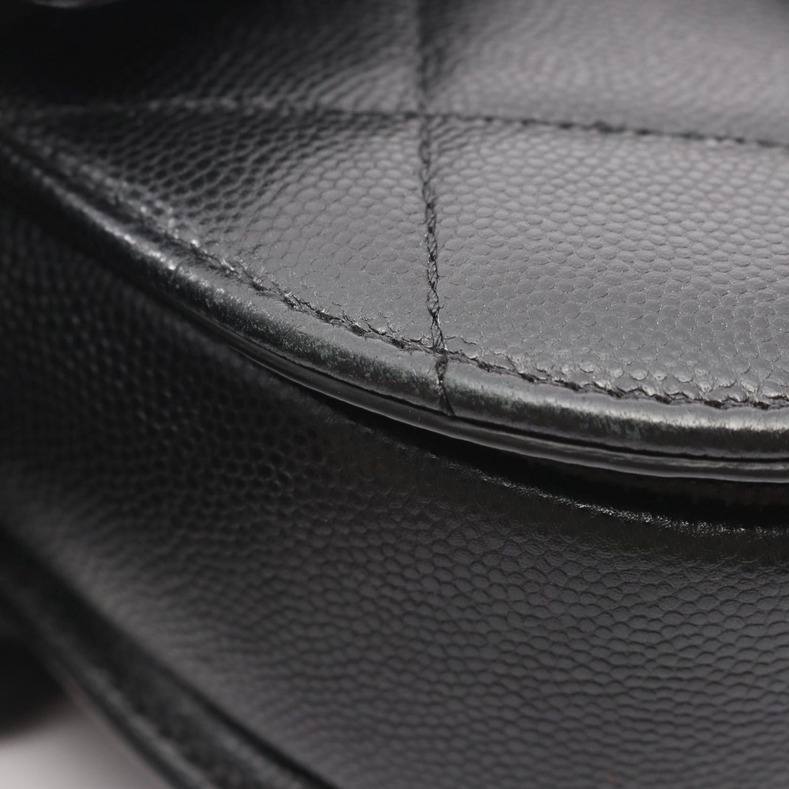 Chanel Shoulder Bag Quilted Black Caviar Leather Mini Chain — view 8