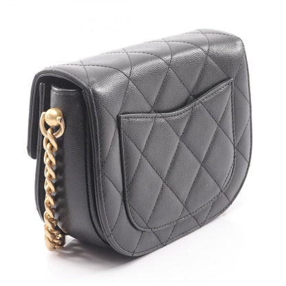 Chanel Shoulder Bag Quilted Black Caviar Leather Mini Chain — view 2