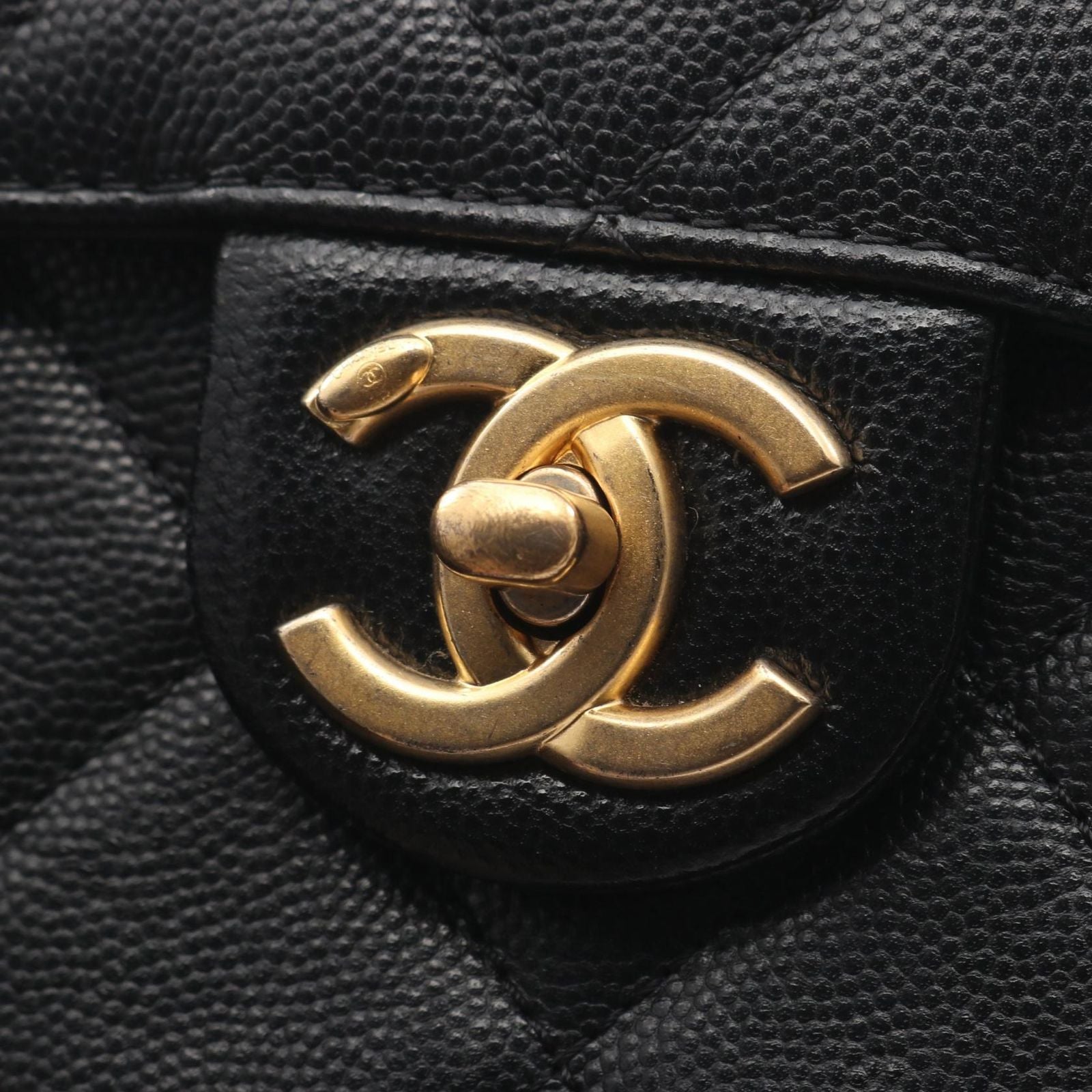 Chanel Shoulder Bag Quilted Black Caviar Leather Mini Chain — view 7
