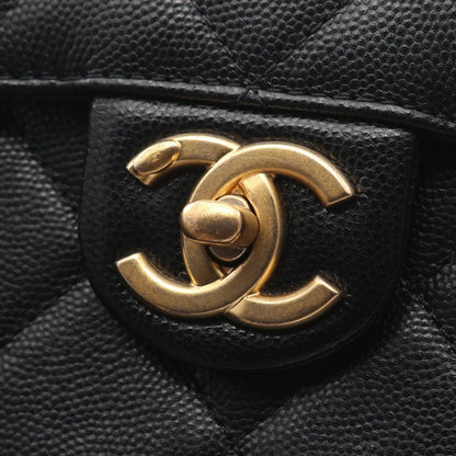 Chanel Shoulder Bag Quilted Black Caviar Leather Mini Chain — view 7