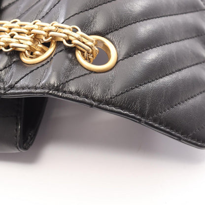 Chanel Shoulder Bag 2.55 Blanc Stitch Black Leather Chain — view 7