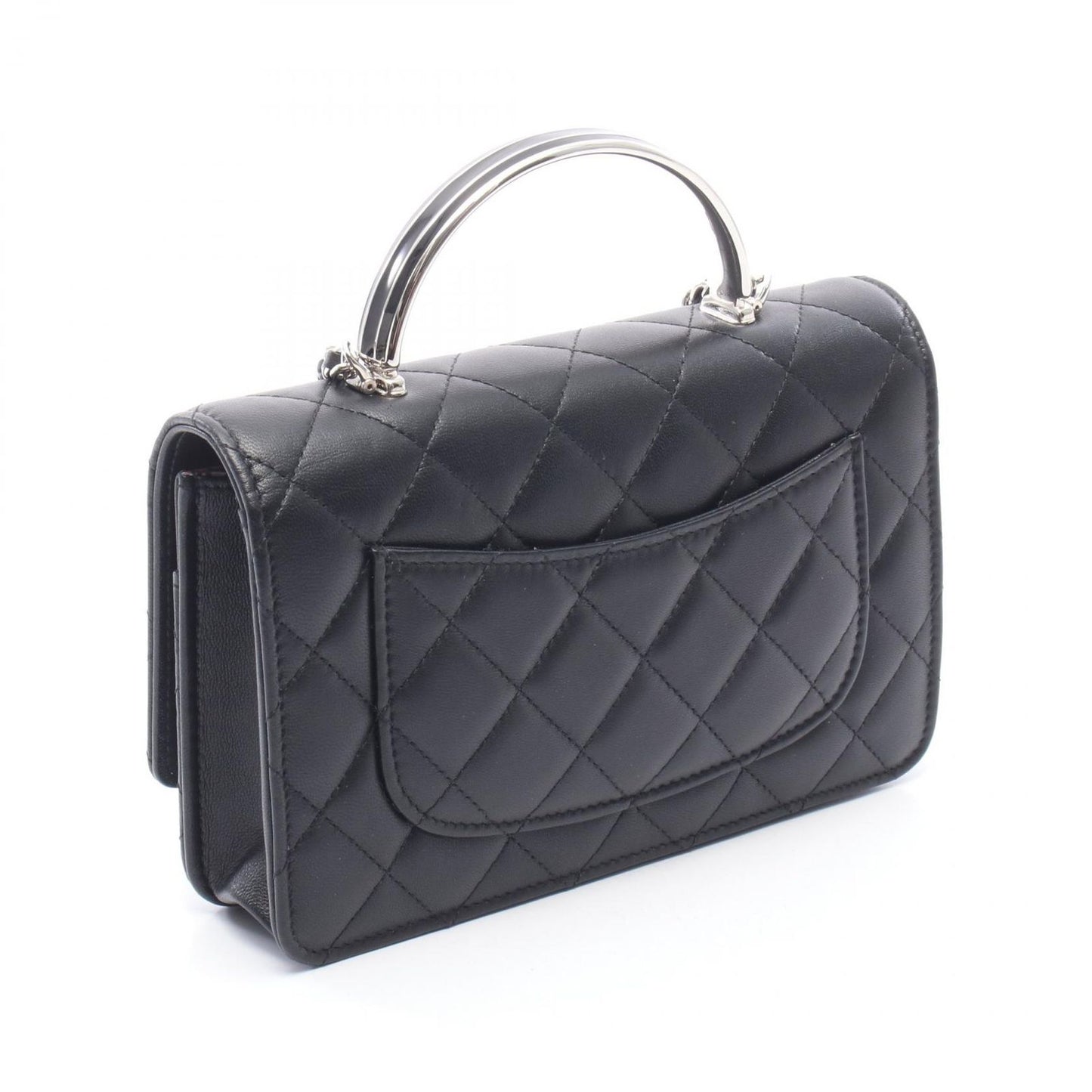 Chanel Shoulder Bag Quilted Top Handle 2-Way Black Lambskin Chain Wallet — view 2