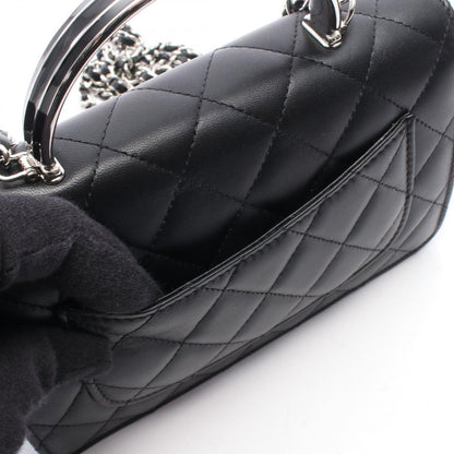 Chanel Shoulder Bag Quilted Top Handle 2-Way Black Lambskin Chain Wallet — view 6