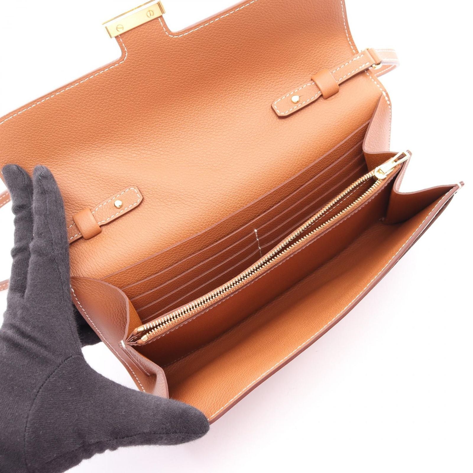 Hermes Shoulder Bag Constance Long Go Gold Leather — view 3