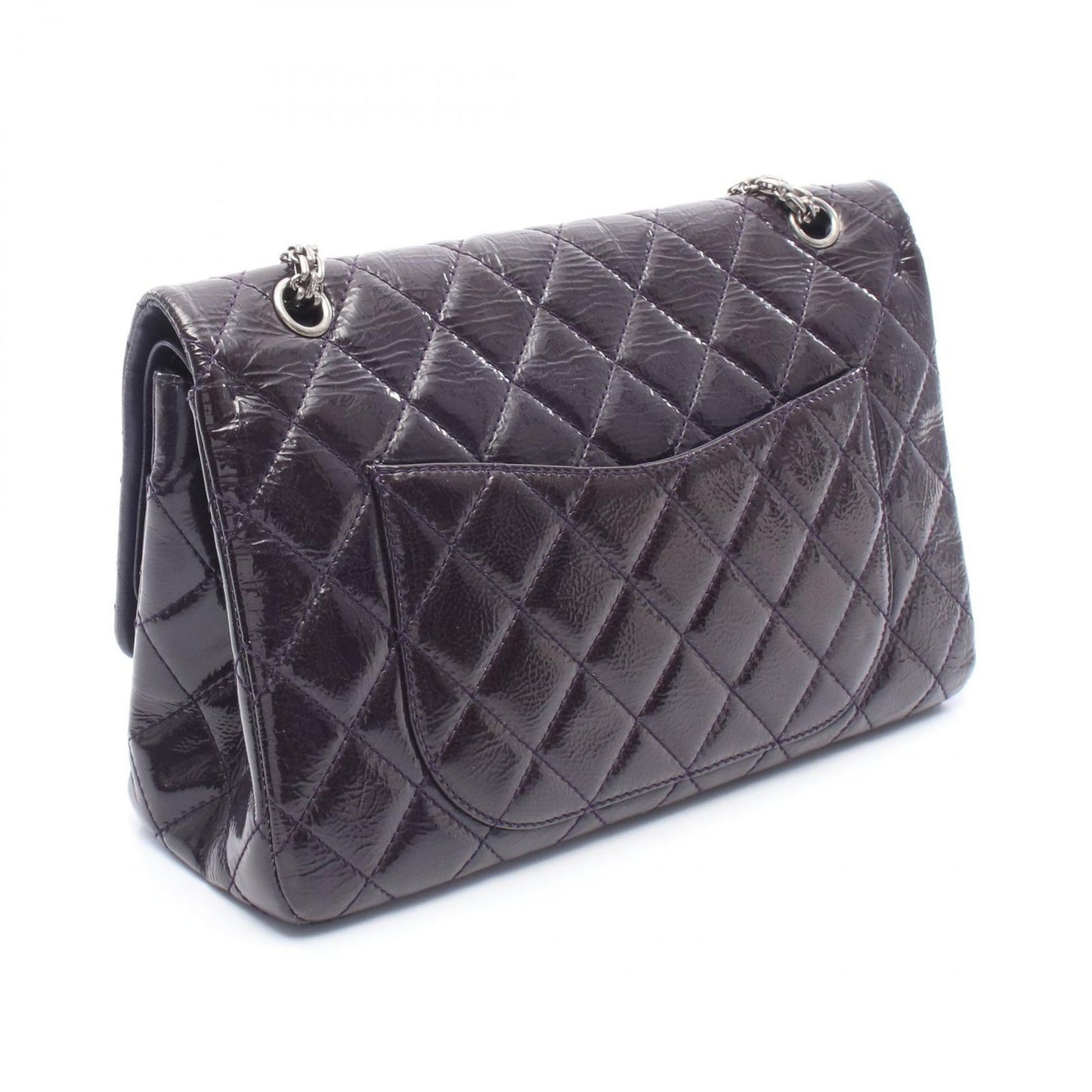 Chanel Shoulder Bag 2.55 Quilted Maxi Double Flap Purple Patent Leather Big — view 2