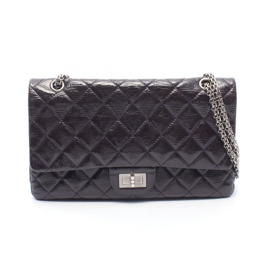 Chanel Shoulder Bag 2.55 Quilted Maxi Double Flap Purple Patent Leather Big