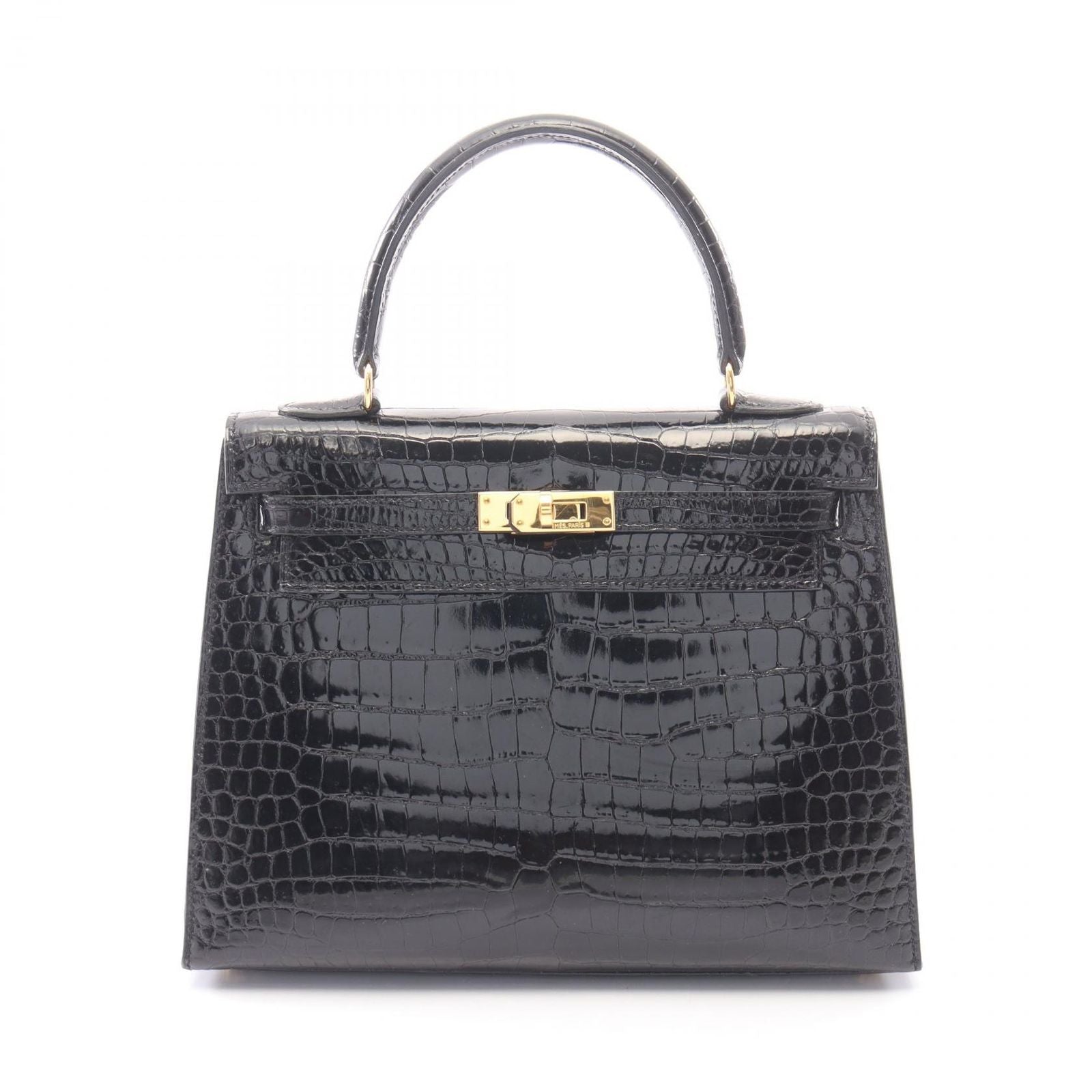 Hermes Handbag Kelly 25 Sellier 2-Way Black Exotic Cles the