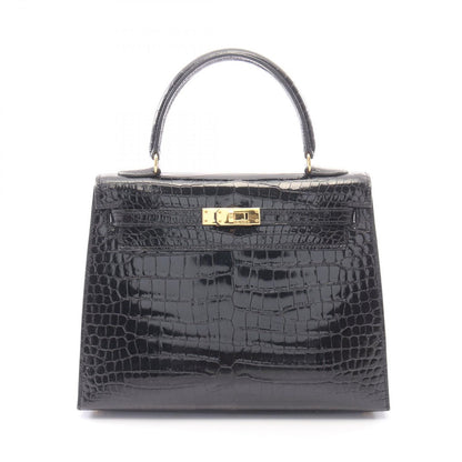 Hermes Handbag Kelly 25 Sellier 2-Way Black Exotic Cles the