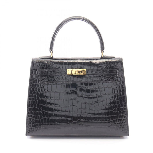 Hermes Handbag Kelly 25 Sellier 2-Way Black Exotic Cles the