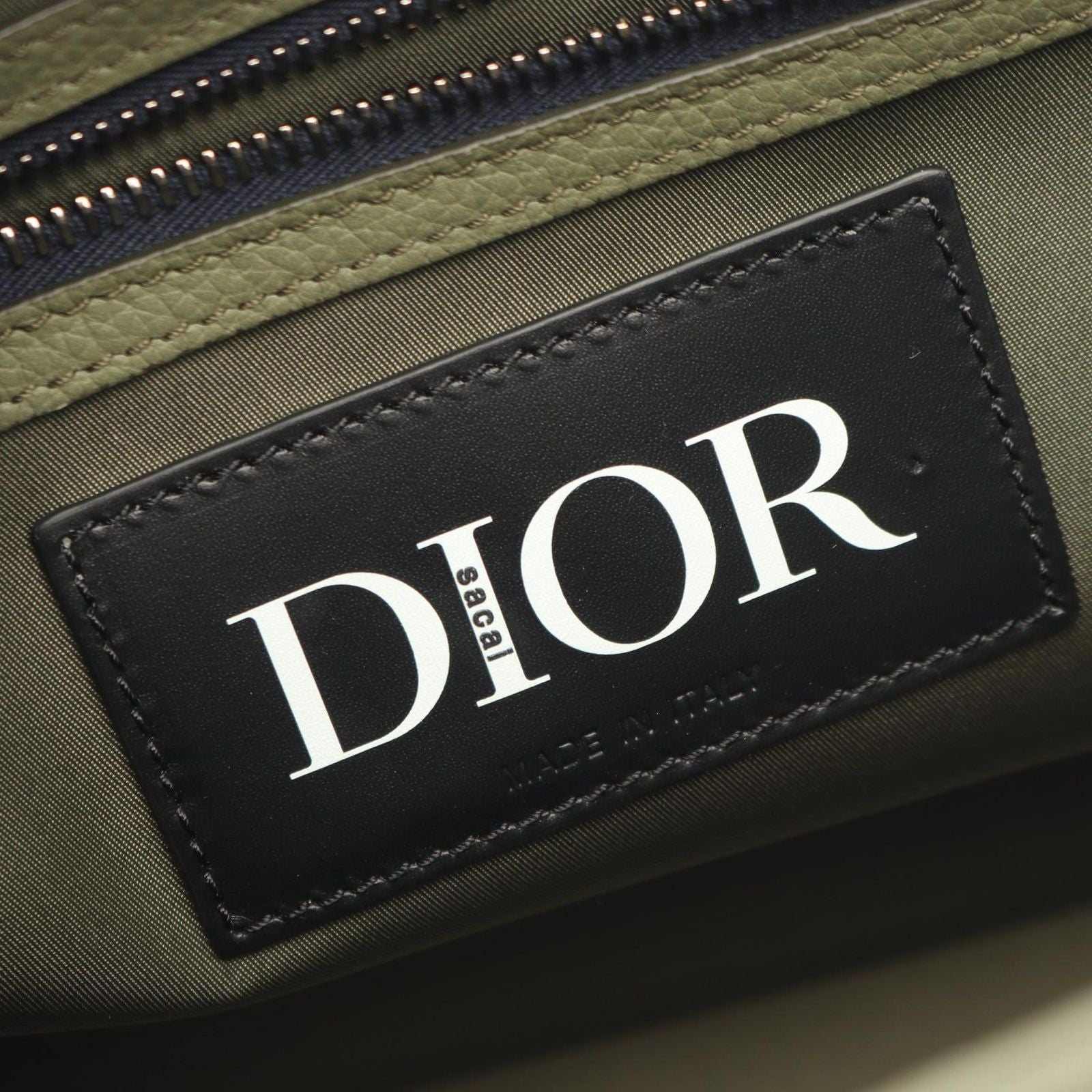 Dior Tote Sacai Saddle 2-Way Khaki Navy Nylon Leather — view 4