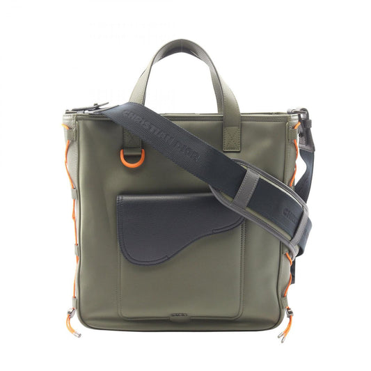 Dior Tote Sacai Saddle 2-Way Khaki Navy Nylon Leather