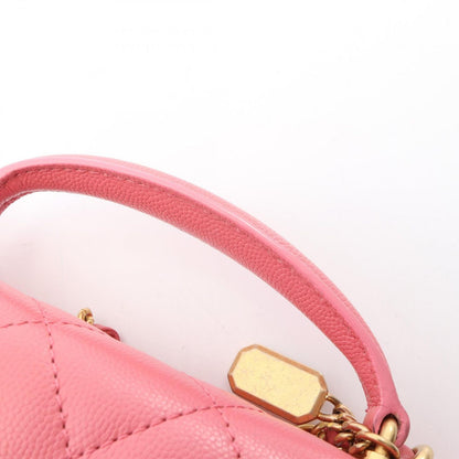 Chanel Shoulder Bag Quilted Top Handle 2-Way Pink Caviar Leather Chain — view 7