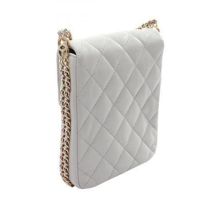 Chanel Shoulder Bag Quilted Blue Gray Lambskin Chain — view 2