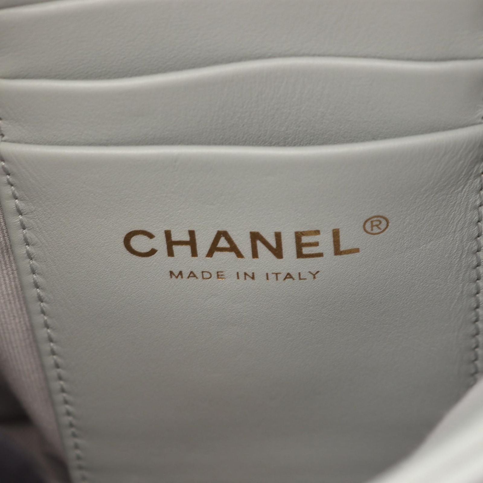 Chanel Shoulder Bag Quilted Blue Gray Lambskin Chain — view 4