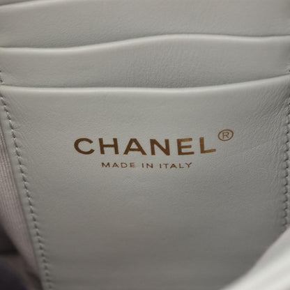 Chanel Shoulder Bag Quilted Blue Gray Lambskin Chain — view 4