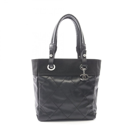 Chanel Tote Paris Biarritz PM Black Canvas Leather PM
