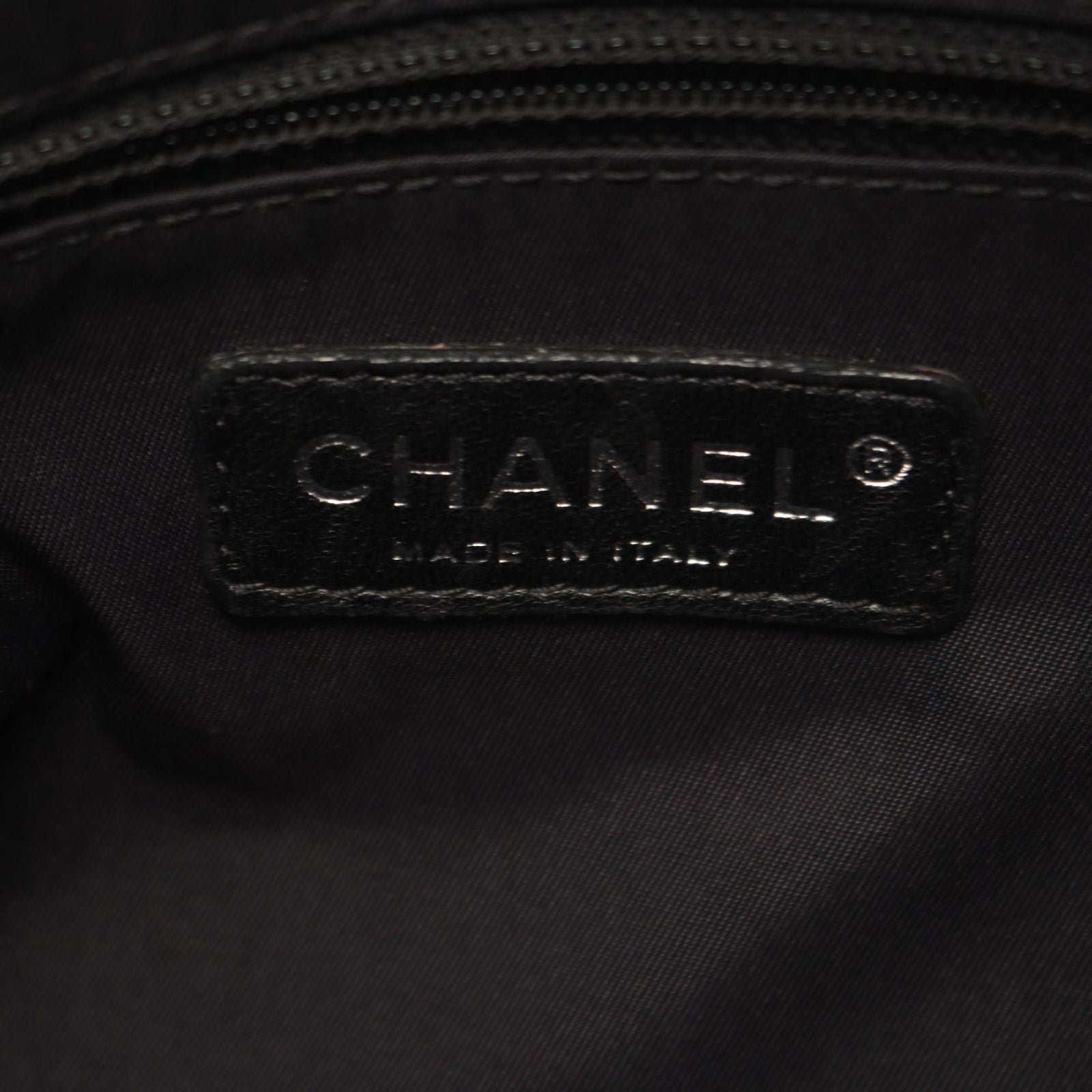 Chanel Tote Paris Biarritz PM Black Canvas Leather PM — view 4