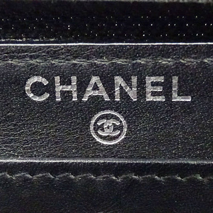 Chanel Wallet Caviar Leather Black Silver Zip Around Logo Adult — view 7